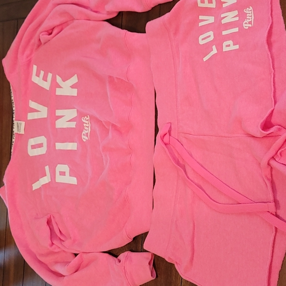 PINK Victoria's Secret Tops - Pink Victoria's Secret 2pc Woman's Pink Sweatshirt with Matching shorts